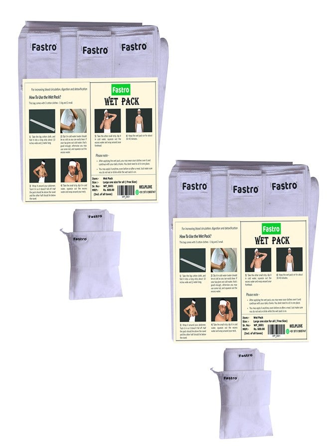 Fastro Wet Pack Cotton Patti Satvik Movement For Home Use Detox by Naturopathy Additional Carry Bag With Instruction Pack of 2 - Image 2